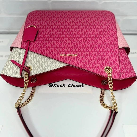 COPY - Michael Kors Shoulder Bag Xchain Jet Set LG Color-Block Logo Tote Electr… - Picture 4 of 11